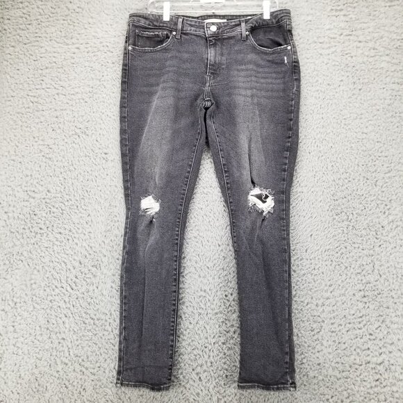 Levi's Jeans Womens 32 Black 711 Distressed Skinny Stretch Denim - Picture 2 of 14